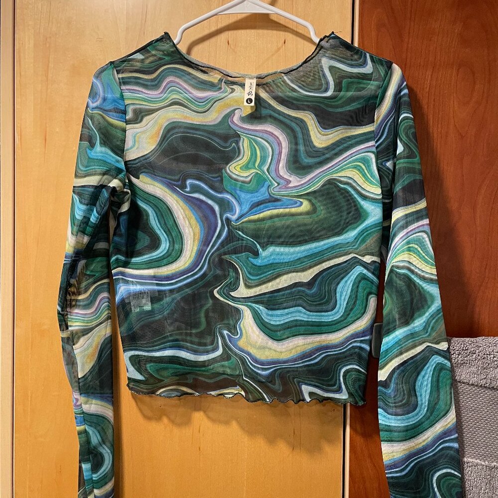 long sleeved sheer top